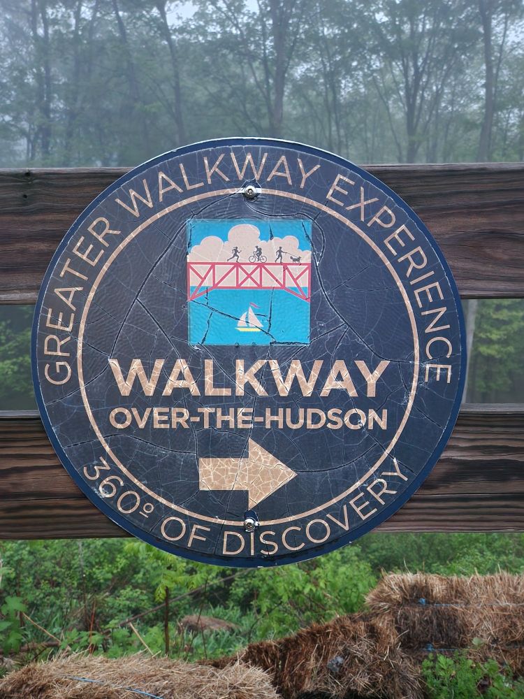 Sign for the Walkway Over the Hudson, which was the location of the marathon start and finish