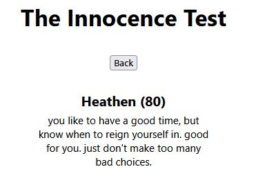 Heathen (80)
you like to have a good time, but know when to reign yourself in. good for you. just don't make too many bad choices.