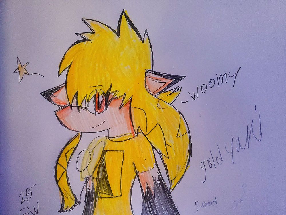 This drawing is Golden week ✨️ is Splatoon 

This Yuki  She is beautiful golden and she is go to squid she is a beauty in the beautiful she is the golden and the beauty And she is dazzling and beautiful elegant luxurious  and she is an inkling and inkling A strong demigod The big strong courage yuki she is the bravery

And she is the golden yuki is just reminds me She is a golden inkling figure  
