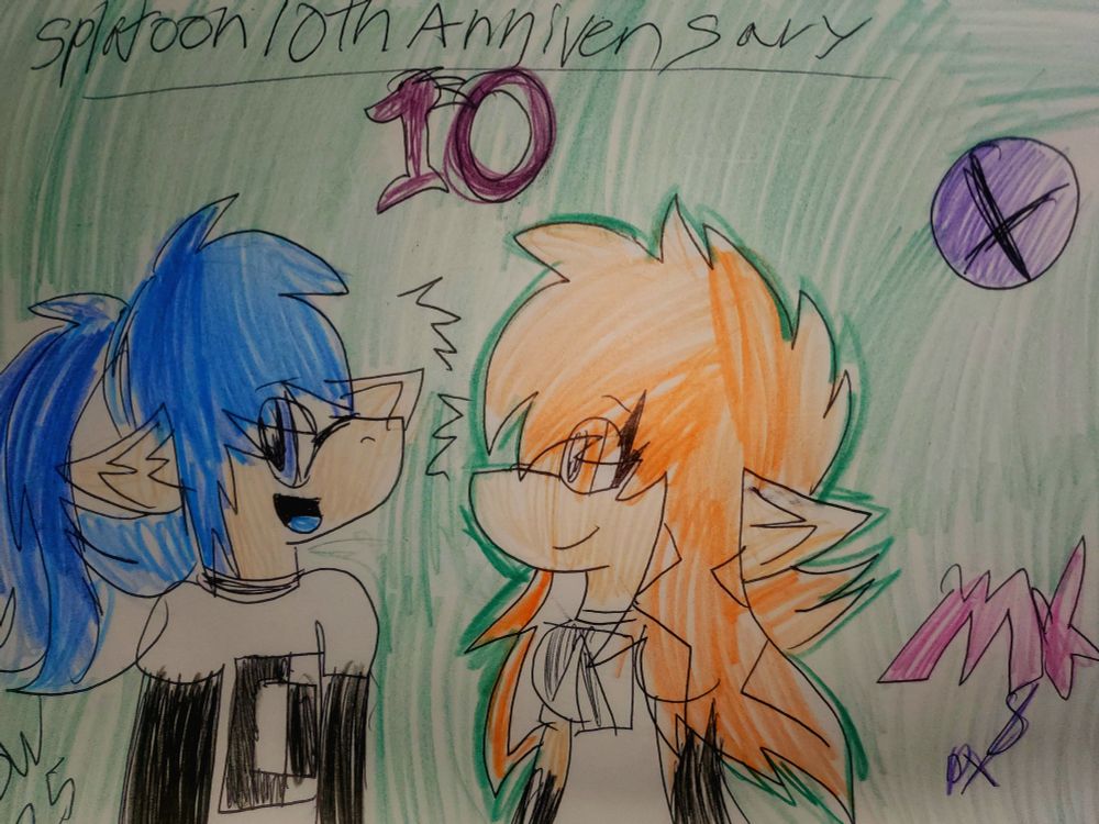 This drawing is Splatoon and Super smash bros 

This  It's been 10 years of  Splatoon amazing and fantastic and stay fresh and stay strong together and unique and colorful and awesome
 And stay fresh and stay awesome

There's also the inkling's came from the Mario kart 8 DX and Super smash bros ultimate 
 And everyone is here join the smash but  Splatoon stay stay fresh

And there's Yuki and Nate.