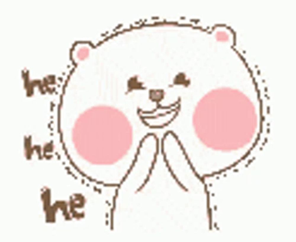 a cartoon of a teddy bear with pink cheeks and a smile on his face .