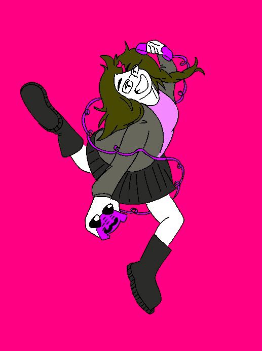 KC posing with Mamoka, the phone. Holding the receiver in her right hand, coiling to the handset in her right hand, as she pirouettes.