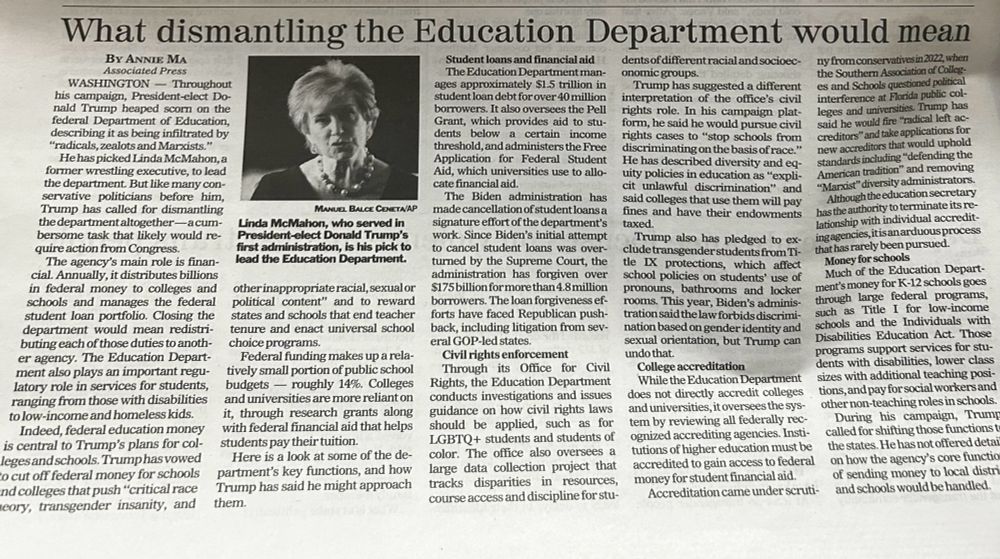Writer Annie Ma discusses the many ways the Department of Education supports educators across the country. To include: managing student loans, enforcing civil rights laws, and providing grants and scholarships. It highlights all the good the department does. 
