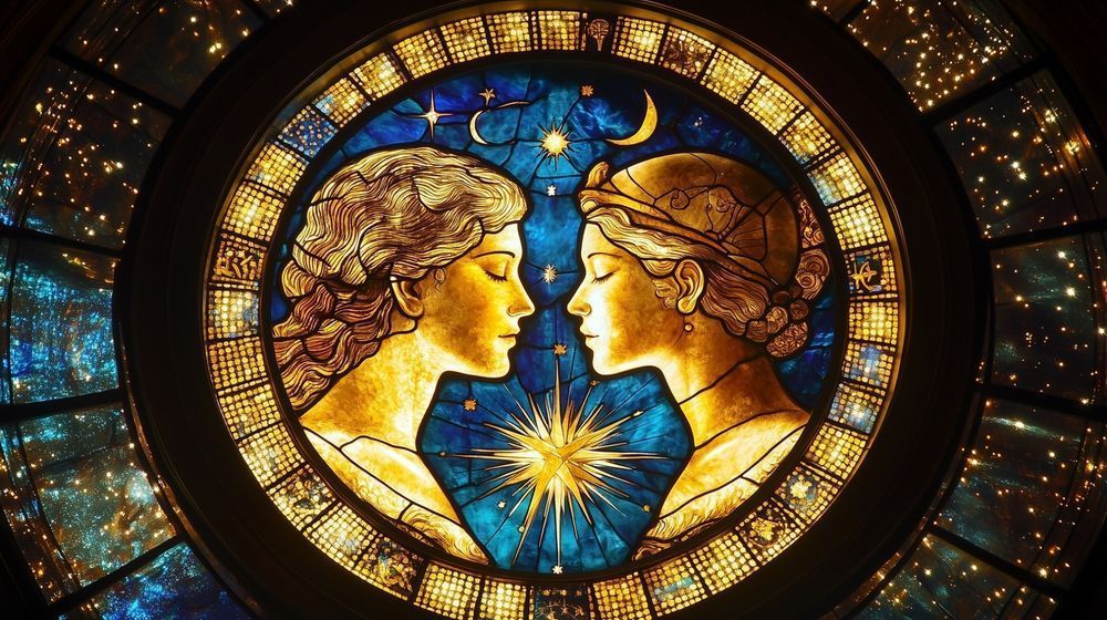 互いに見つめ合う双子座の兄弟、カストルとポルックス。