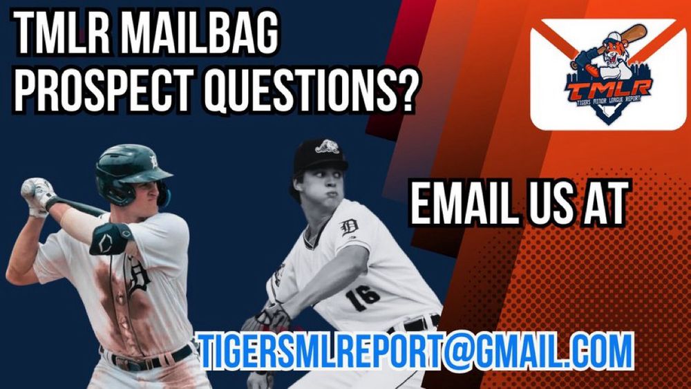 Graphic showing a pair of Detroit Tigers prospects and the tigersmlreport@gmail.com email address.
