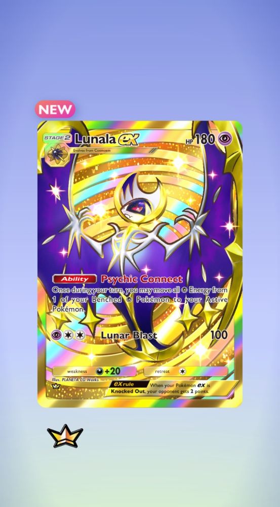 Lunala ex crown rare card 