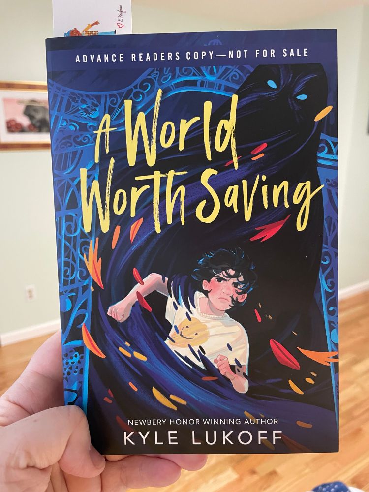 Cover of A World Worth Saving: teenage boy running toward cover, being pushed by wind