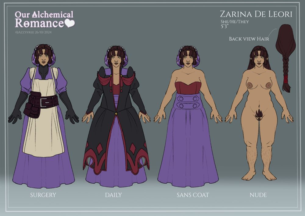 Art ref for Zarina in a variety of outfits. 