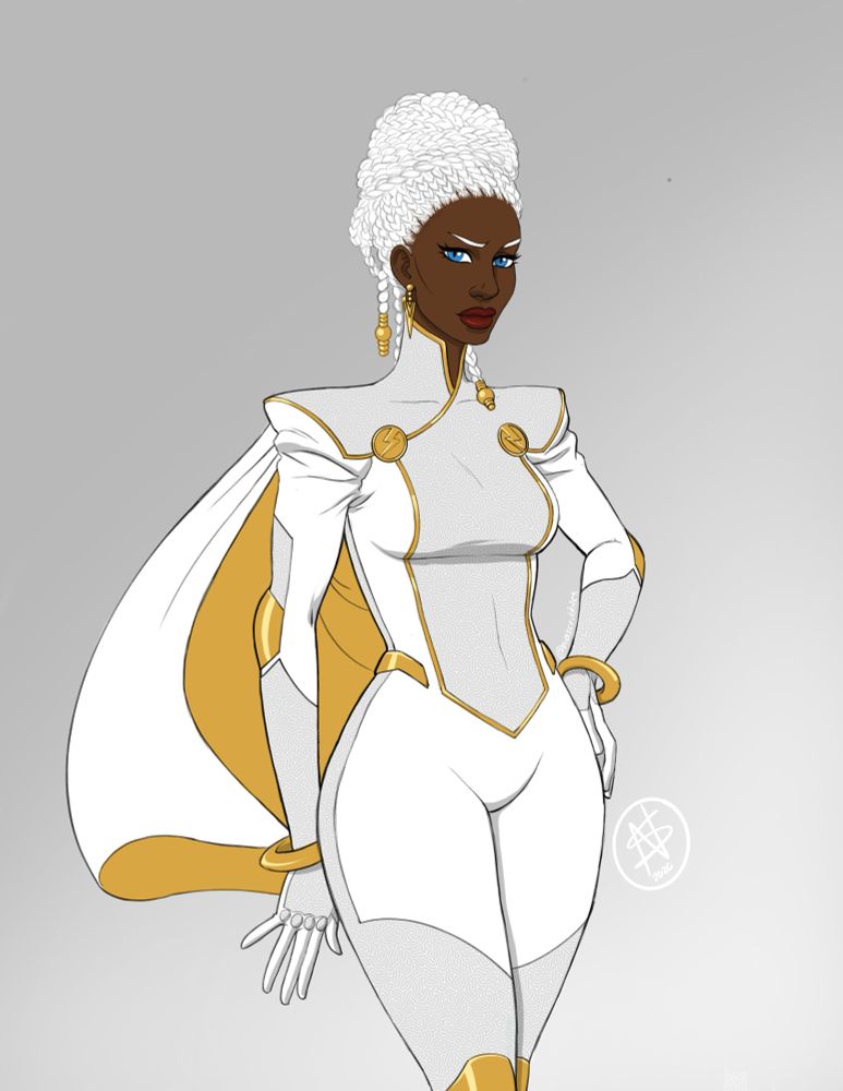 Storm with braids dressed in all white