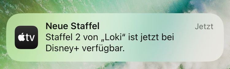 Ausschnitt aus dem Sperrbildschirm:
Staffel 2 von Loki auf Disney verfügbar.🤷🏻‍♀️