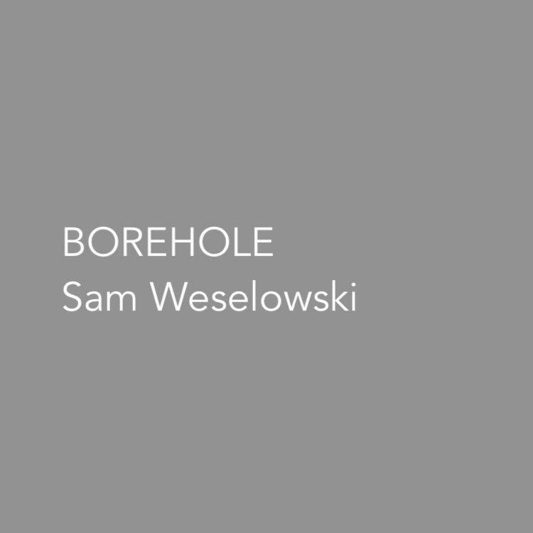 White text on grey background that reads:

BOREHOLE
Sam Weselowski