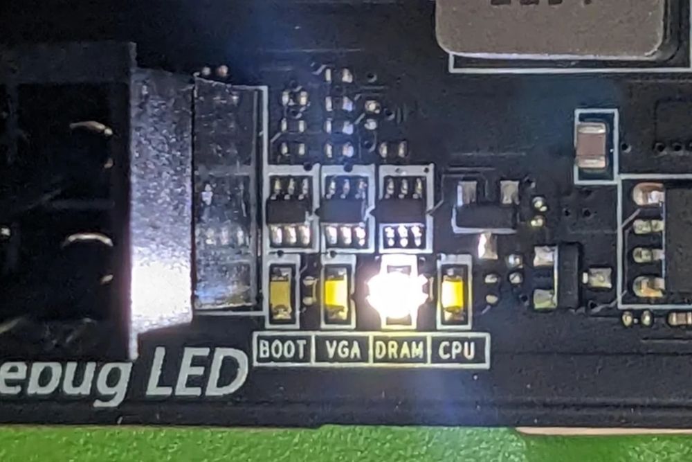 Lit debug lights on motherboard.