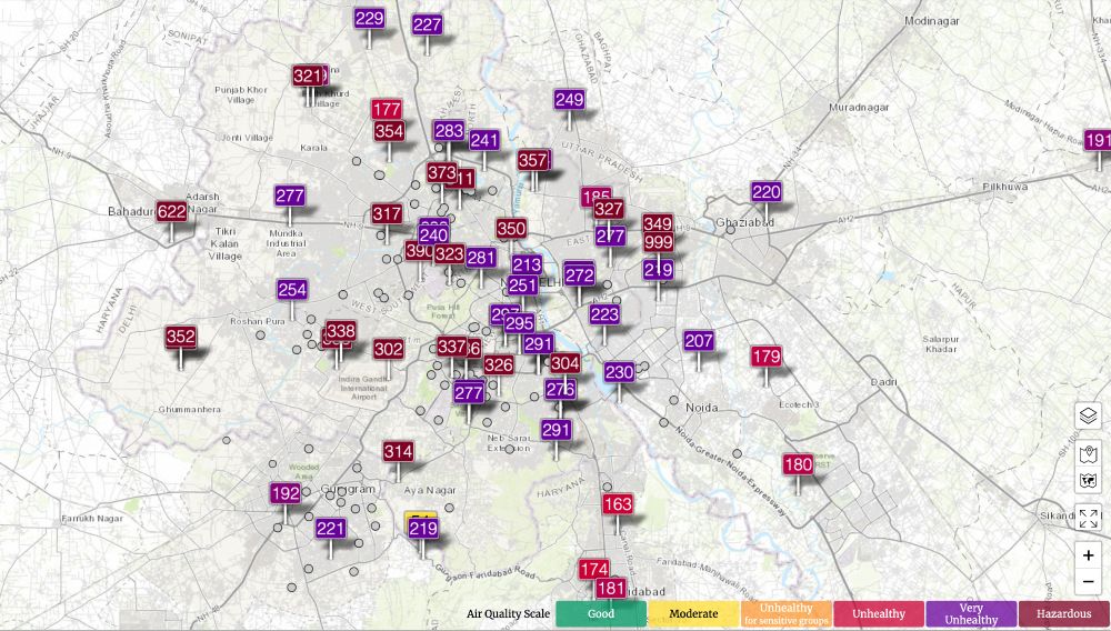 Taux de pollution atmosphérique à Delhi