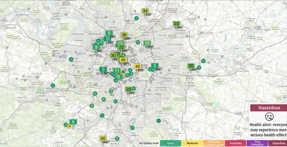 Taux de pollution atmosphérique en Île-de-France