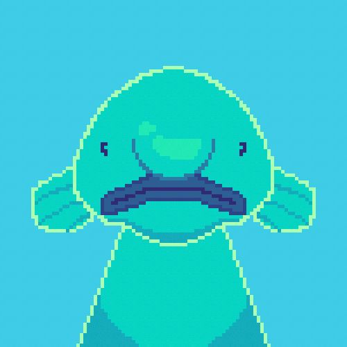 Pixel art of a blobfish