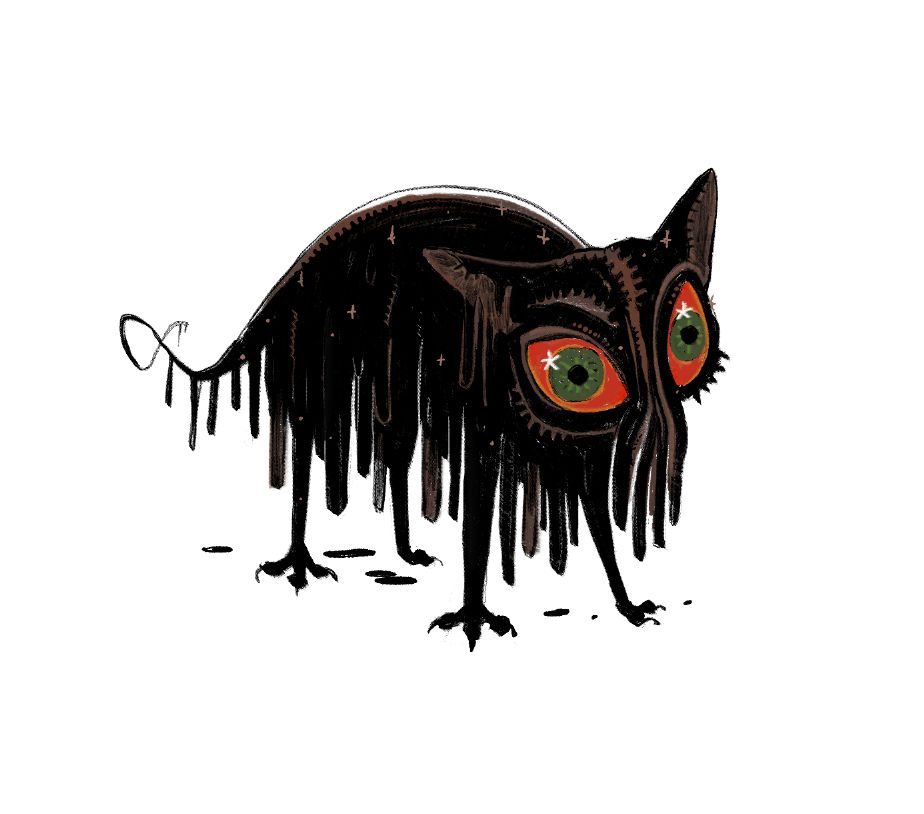 Illustration of a cat based on Hedorah from Godzilla