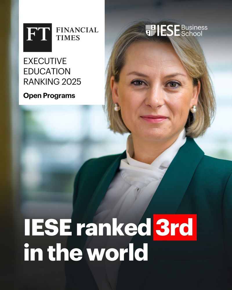 IESE has been ranked No. 3 worldwide in the Financial Times 2025 ranking of Open-enrollment Executive Education Programs.