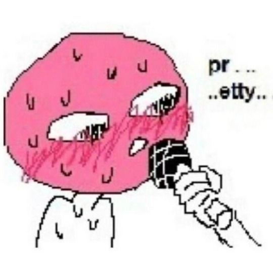 A react meme, someone blushing and speaking into a microphone. They are saying pretty but as if stuttering. 