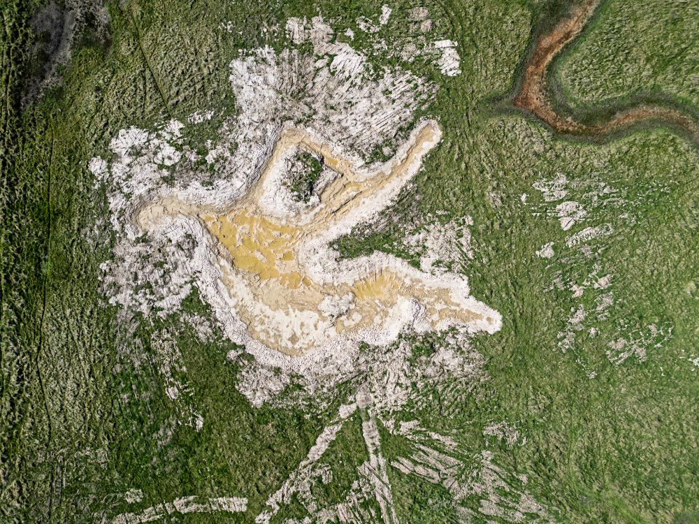An aerial view of some salt marsh at Cuckmere Haven in Sussex