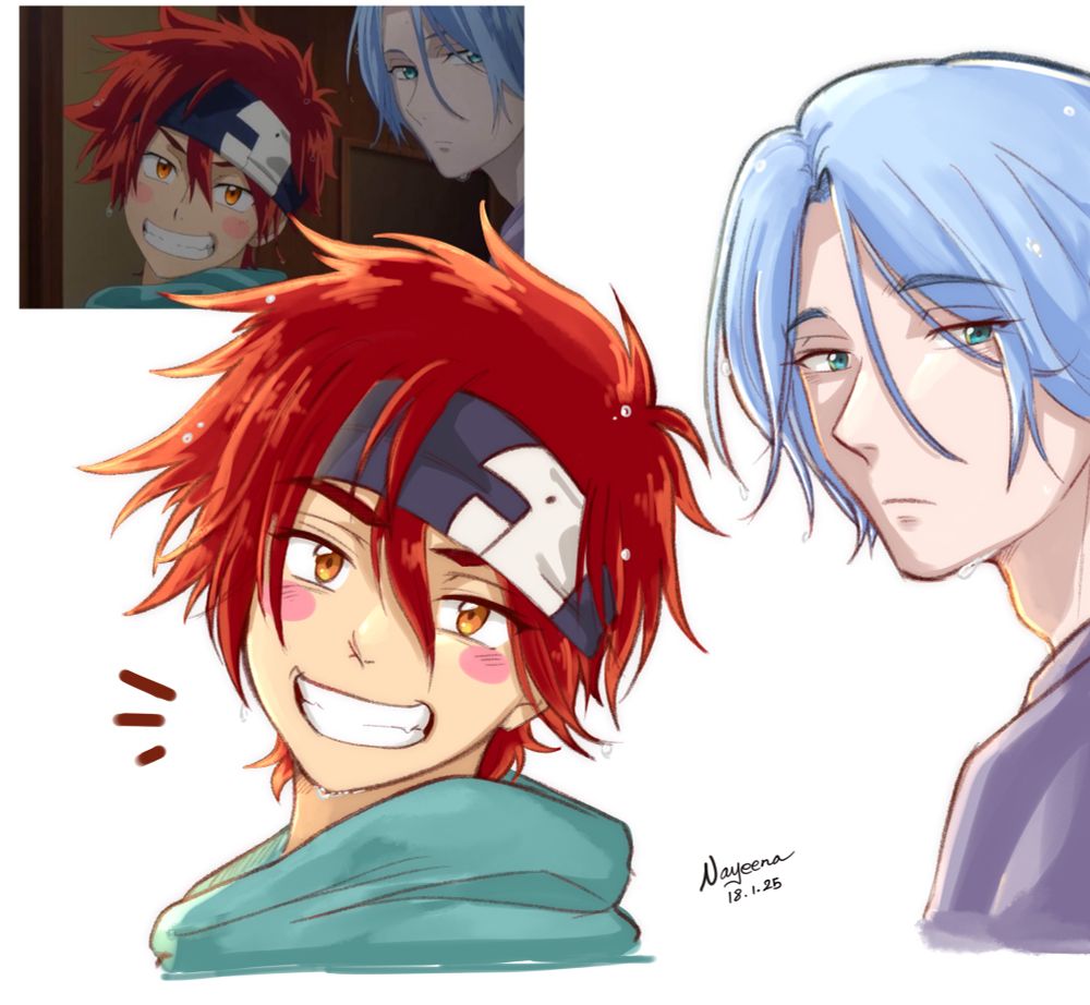 Screenshot redraw of Reki and Langa, from the OVA.