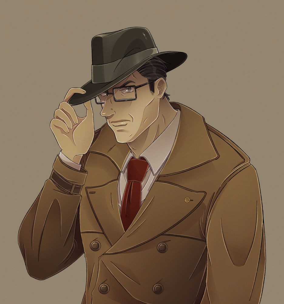 A colored halfbody drawing of Gregory Edgeworth from Ace Attorney. 