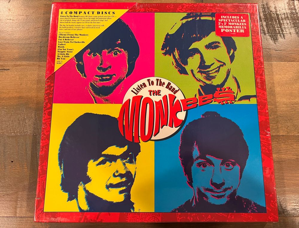 The  Monkees Listen To The Band (New and Sealed) 4 CD Box Set w/ Poster  (1991)

https://ebay.us/m/RFBiUp

#Monkees #CDs #Boxset

