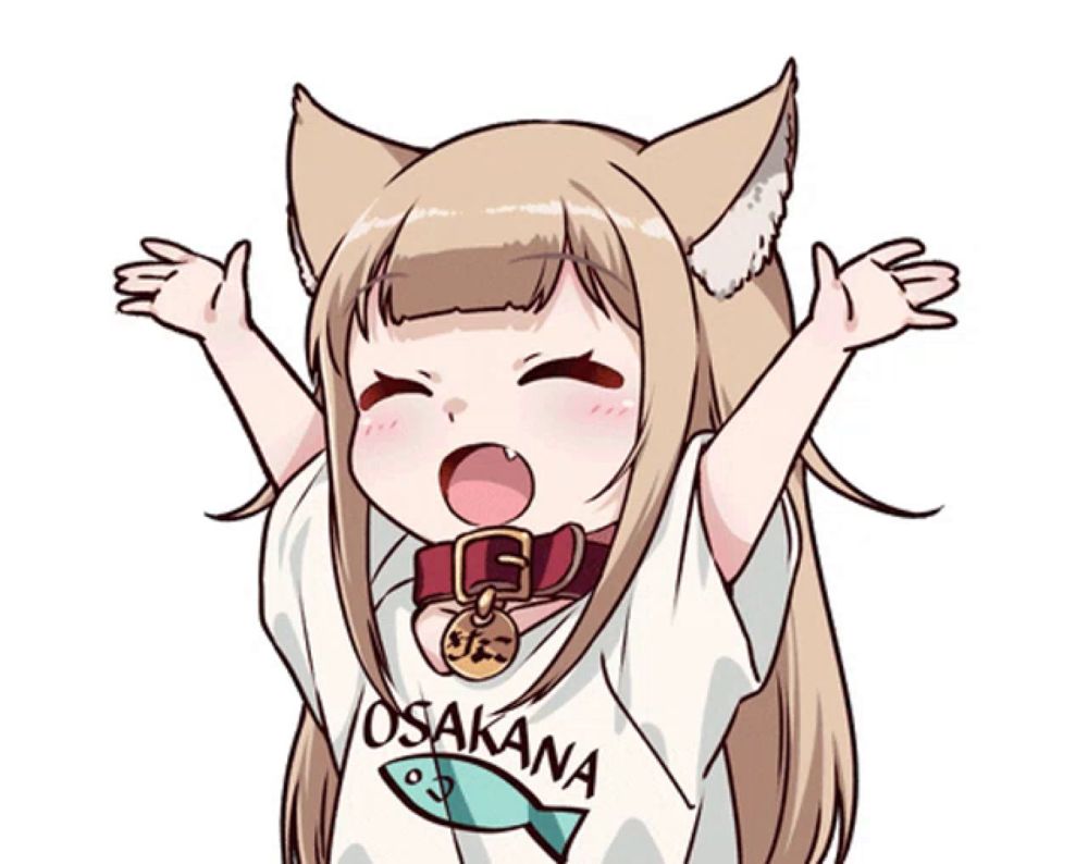 a girl with cat ears and a shirt that says osakana