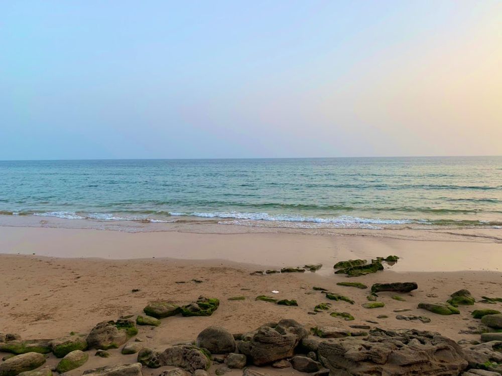 Photo of the beach in Taghazout, Morocco. 