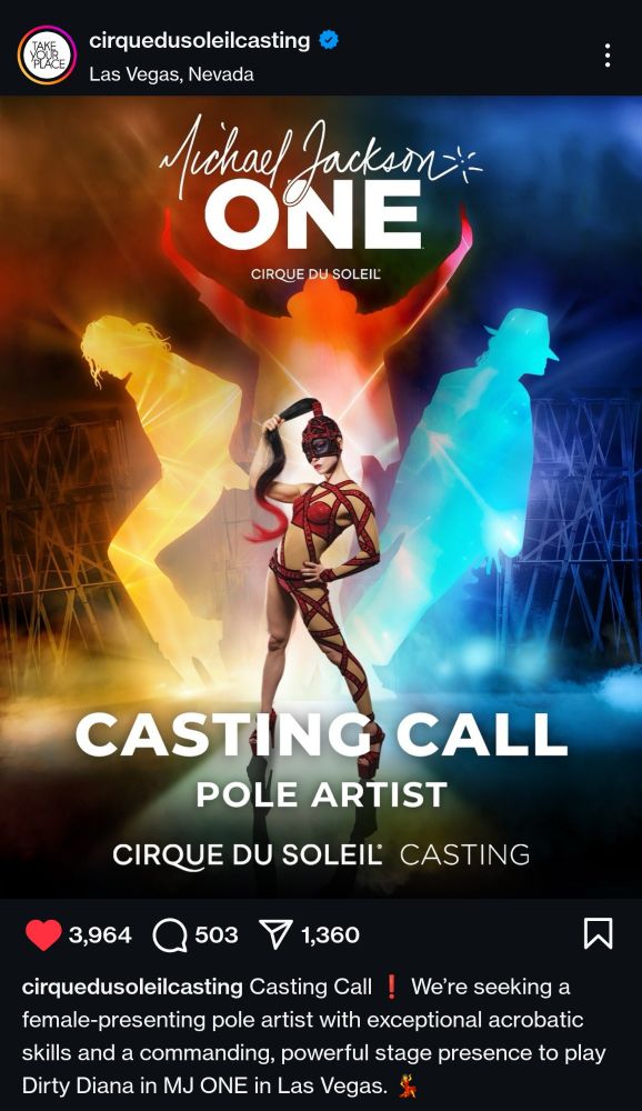 Cirque du Soleil pole artist casting call