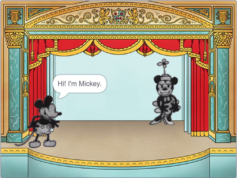 Screenshot of Mickey and Minnie Mouse in Scratch