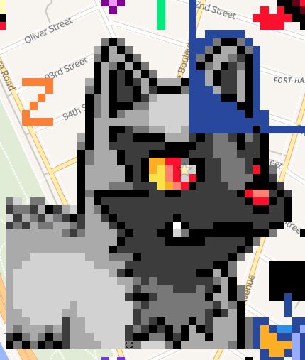 wplace pixel art of a Poochyena portrait for PMD.