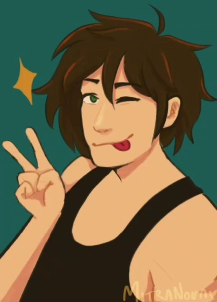 A silly OC signs a peace sign and sticks out their tongue. Made by SillyAuthor on AF