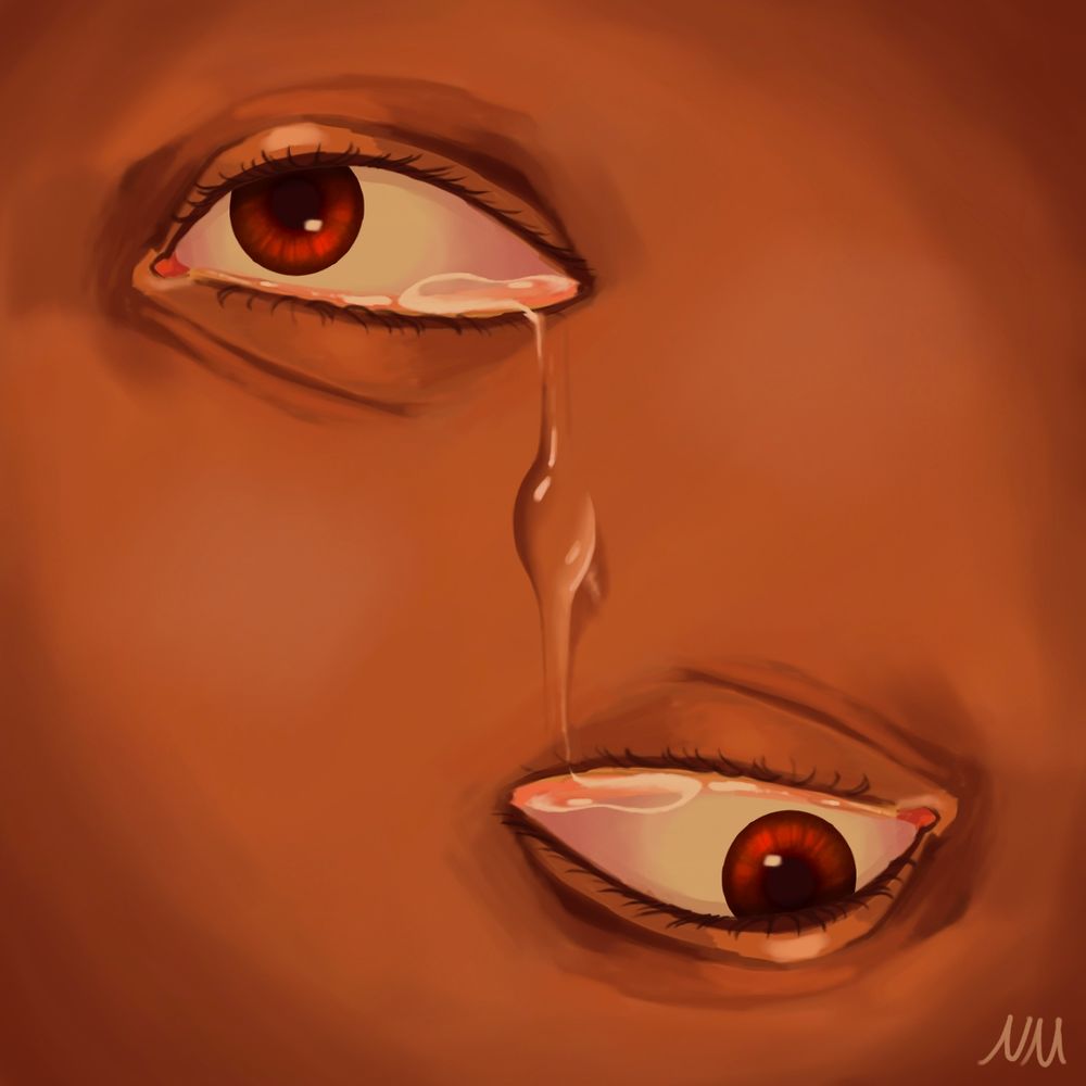 Two eyes with a tear shared between them.