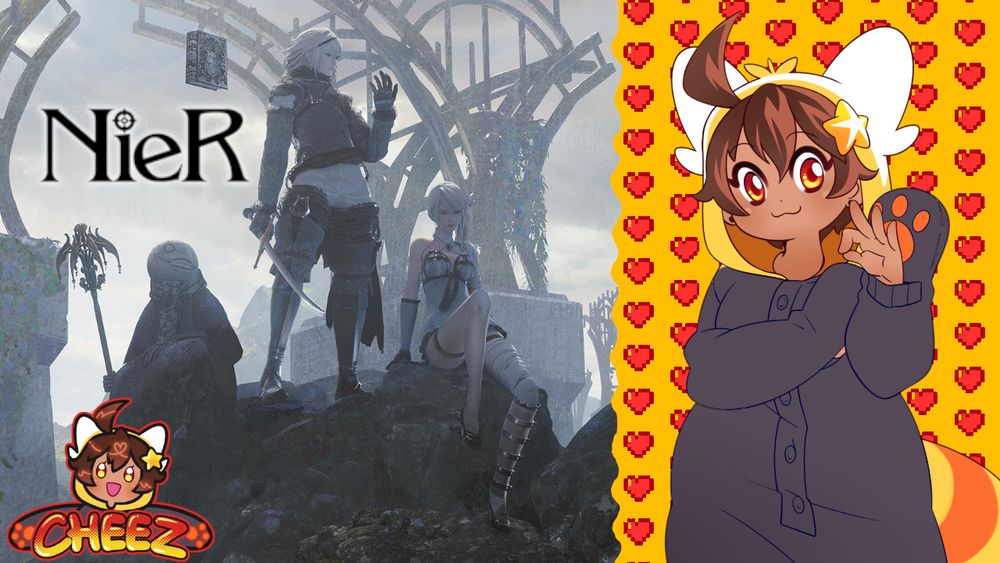 A thumbnail for the aforementioned stream, featuring Nier