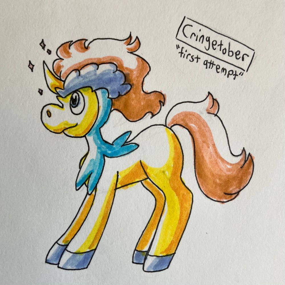 Ink and highlighter drawing of Keldeo from Pokemon. 