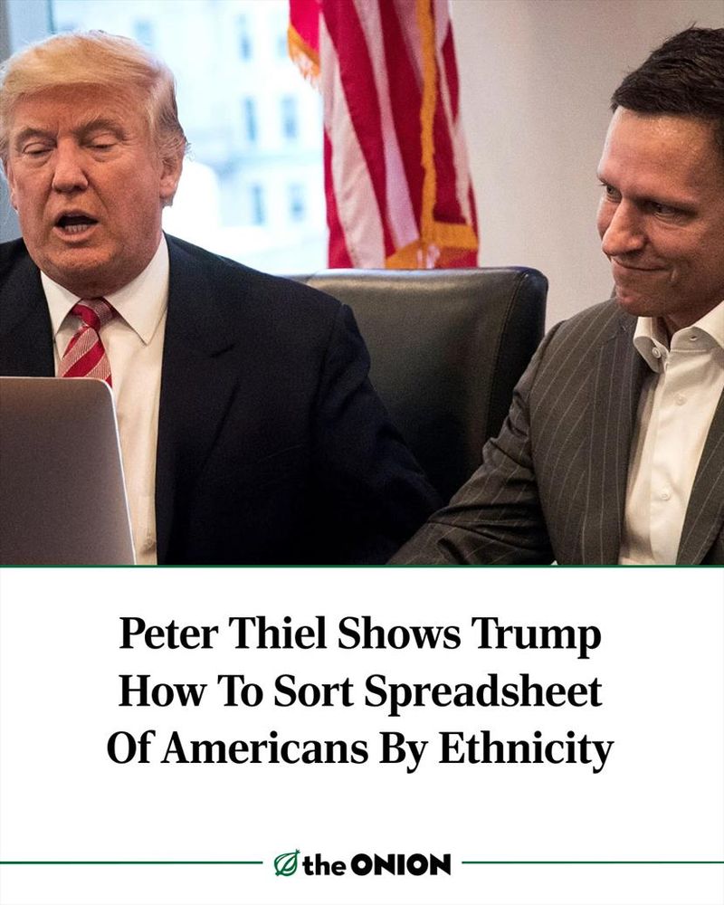 Peter Thiel Shows Trump How To Sort Spreadsheet Of Americans By Ethnicity
