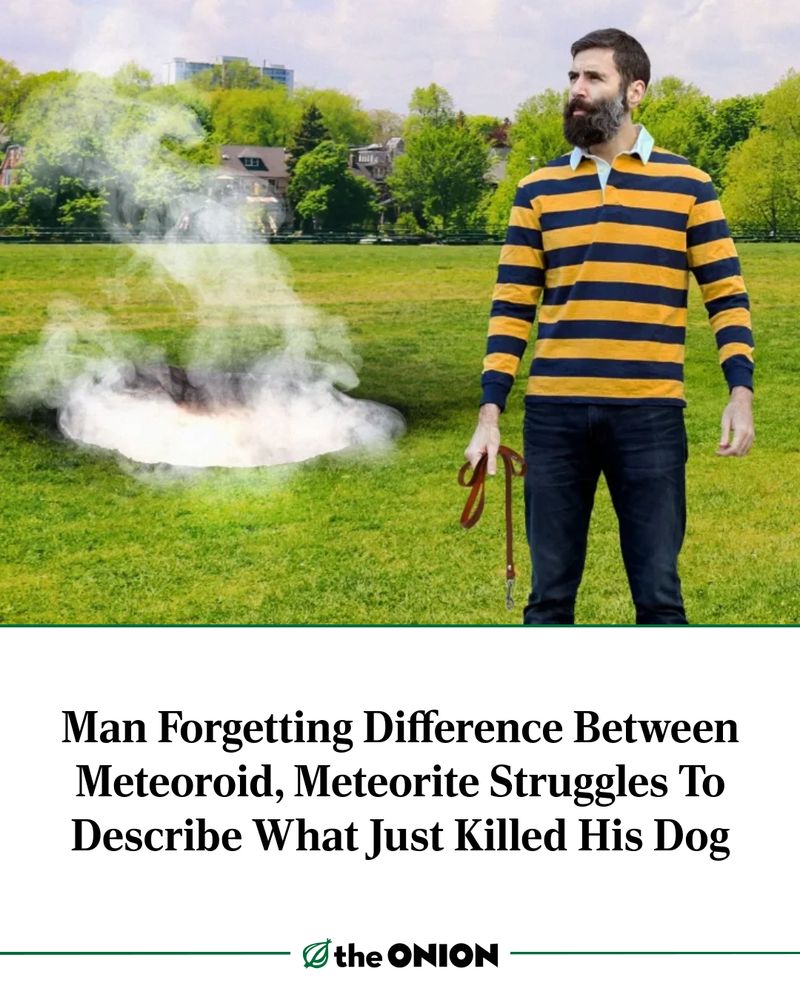 Man Forgetting Difference Between Meteoroid, Meteorite Struggles To Describe What Just Killed His Dog

-The Onion