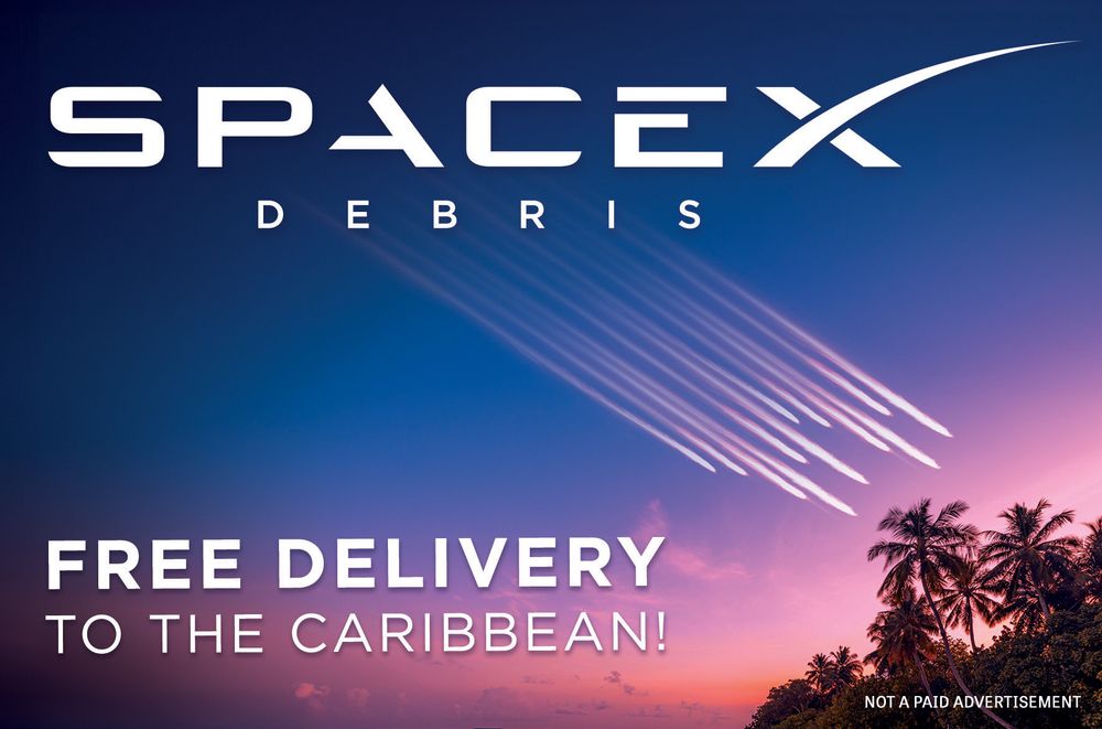 SpaceX Debris

Free Delivery To The Caribbean!

*Not a paid advertisement