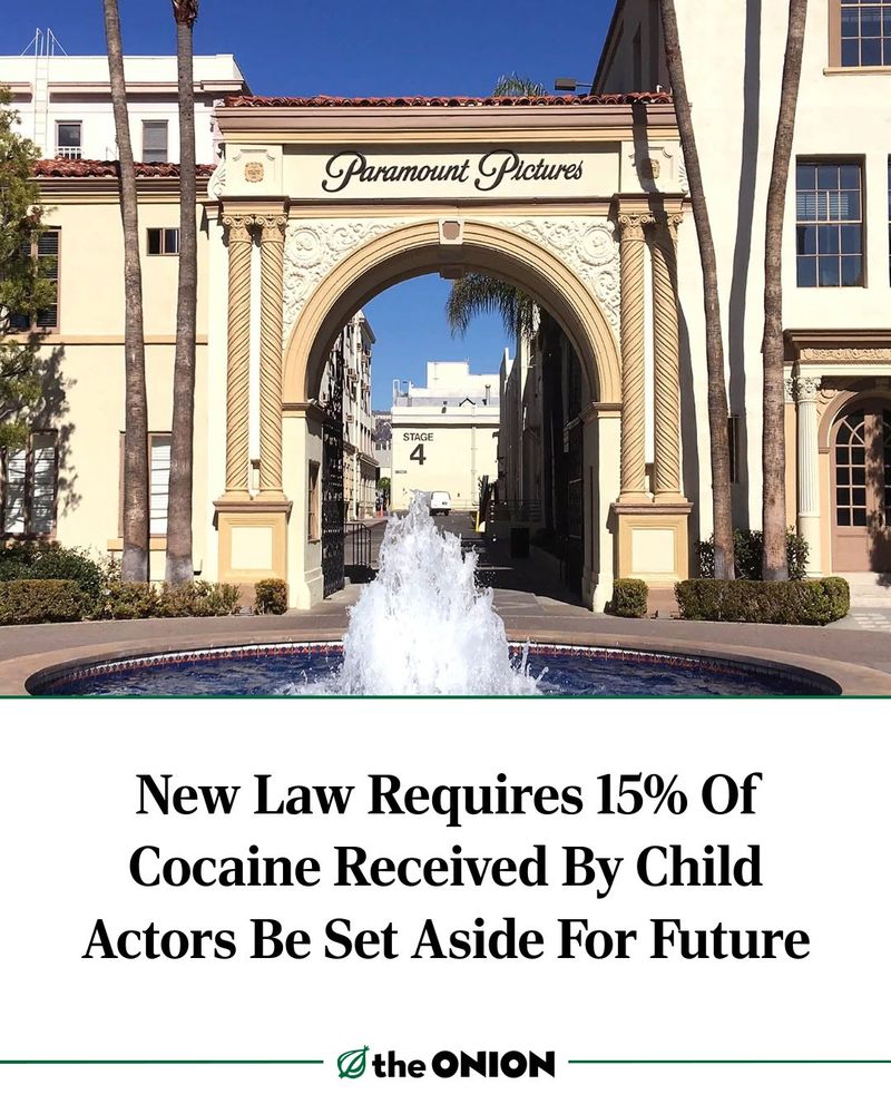 New Law Requires 15% Of Cocaine Received By Child Actors Be Set Aside For Future 