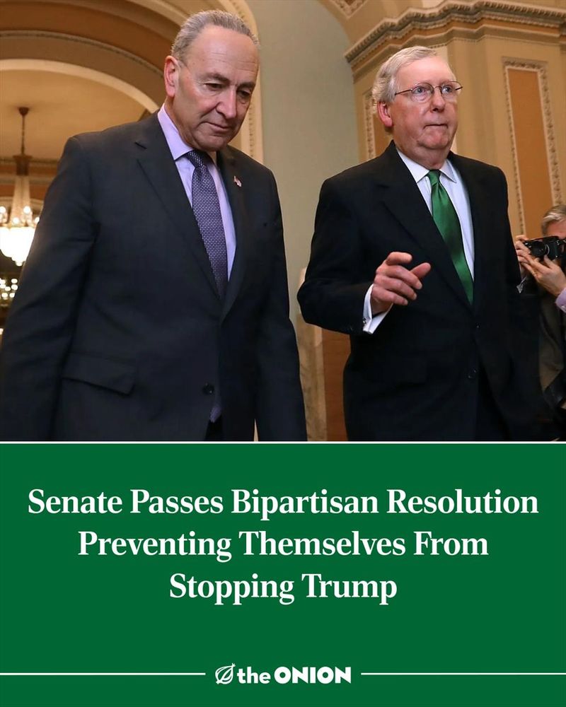 Senate Passes Bipartisan Resolution Preventing Themselves From Stopping Trump