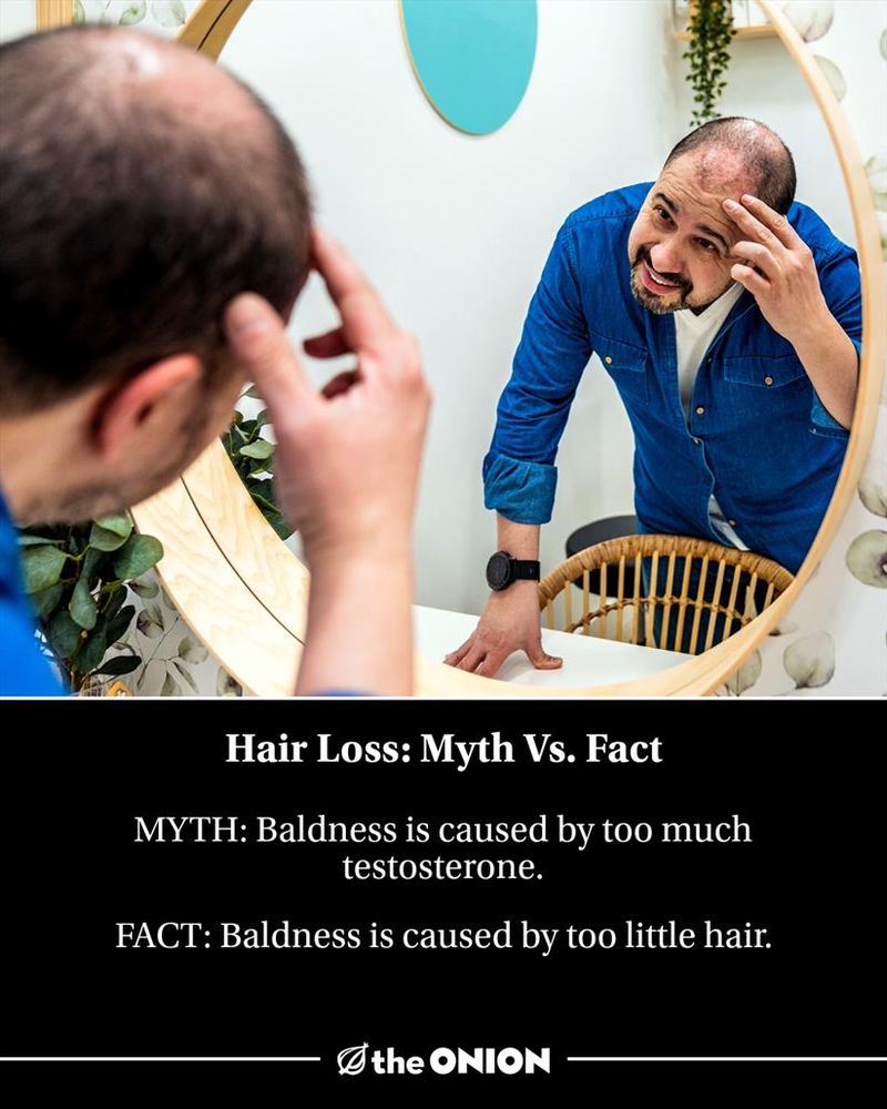 Hair Loss: Myth Vs. Fact
MYTH: Baldness is caused by too much testosterone.

FACT: Baldness is caused by too little hair. 