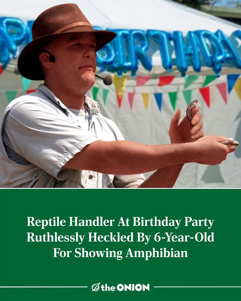 Reptile Handler At Birthday Party Ruthlessly Heckled By 6-Year-Old For Showing Amphibian 
