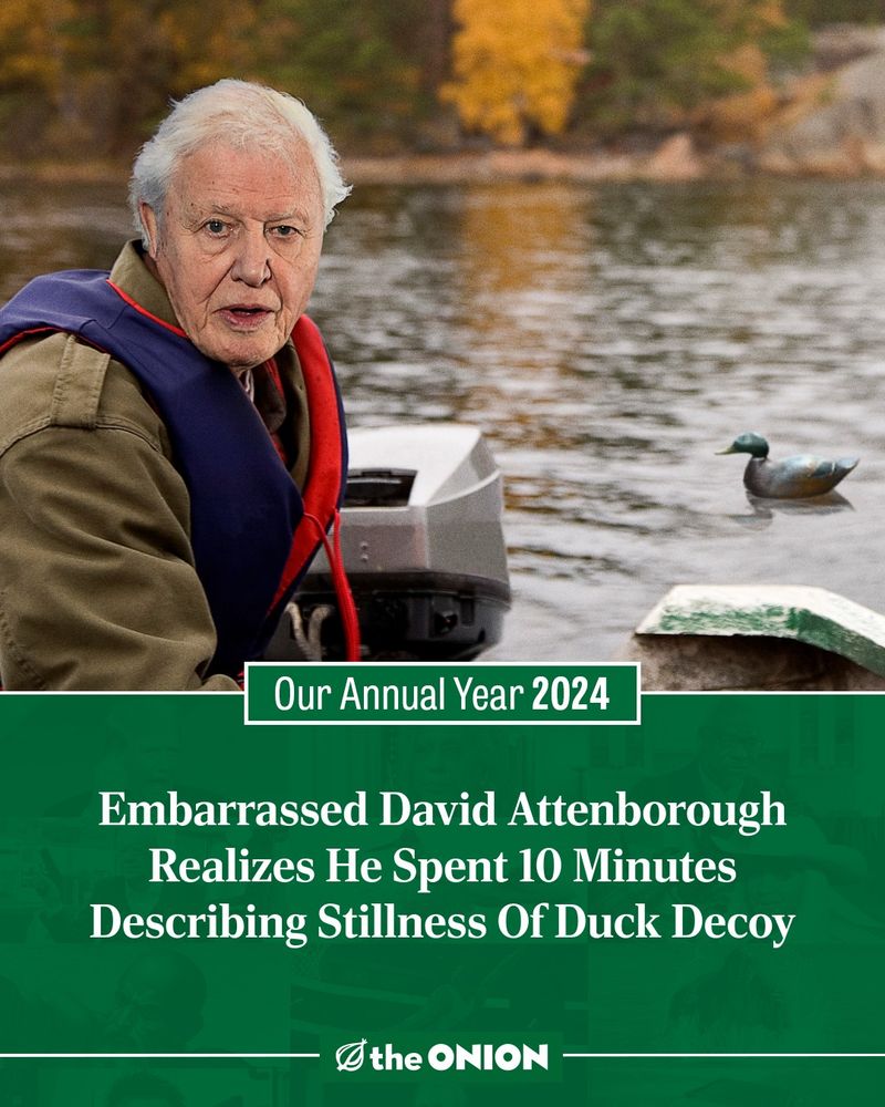 Embarrassed David Attenborough Realizes He Spent 10 Minutes Describing Stillness Of Duck Decoy -The Onion