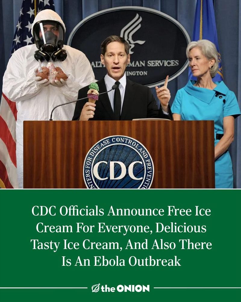 CDC Officials Announce Free Ice Cream For Everyone, Delicious Tasty Ice Cream, And Also There Is An Ebola Outbreak