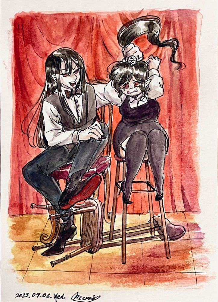 落ちこぼれミラビリス💀をいぢめてた同僚死神デルフィス🪮　ストレート黒髪が自慢