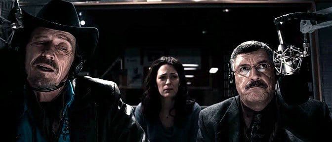 Still image from the horror movie Pontypool showing a studio set very similar to Ezra Klein’s