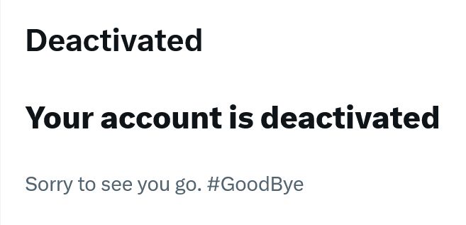 Deactivated
Your account is deactivated
Sorry to see you go. #GoodBye