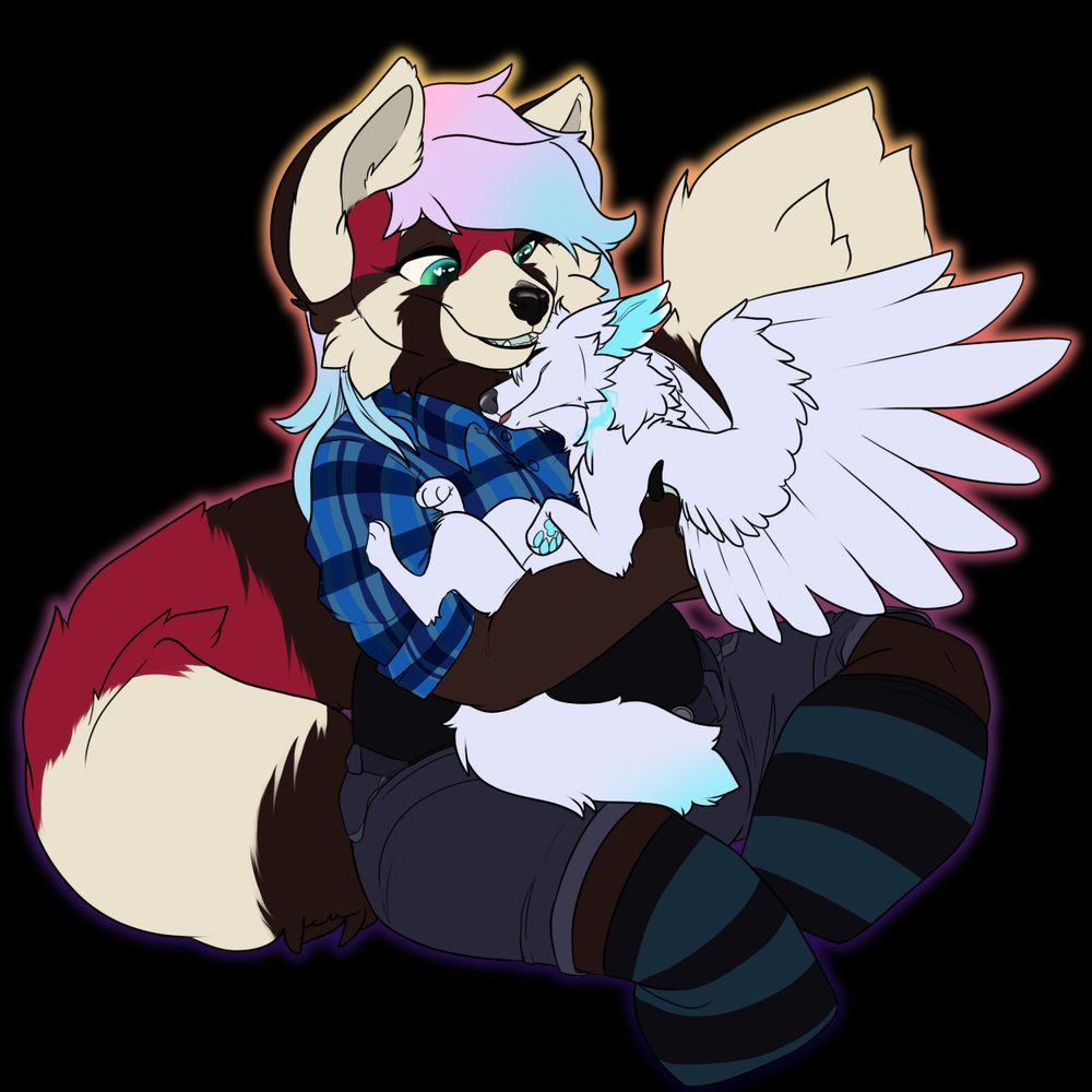 Same as previous image, but the hair is now pastel bi colors