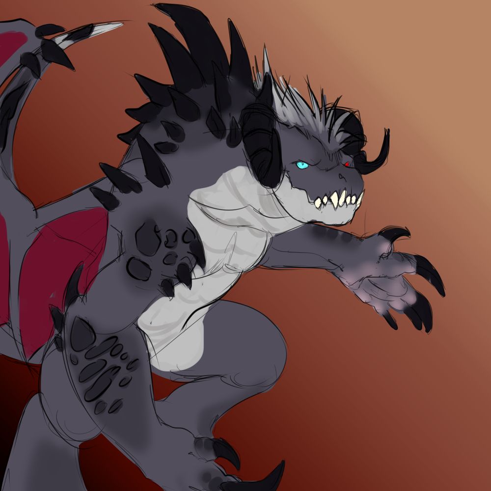 Gar's sona doodled as a Deathclaw from Fallout 4 (or any other variation) with some rendition of his wings added on