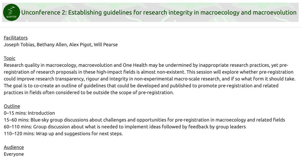 Image showing the text summary for a planned unconference at the 5th SORTEE conference, Oct 2025